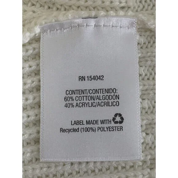 Olivia Warren Lace-Up Cream Knit Sweater With Oversized Eyelets & Ties Large - Picture 9 of 11